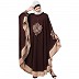 Embroidery Irani Kaftan with contrast border-Brown-Skin